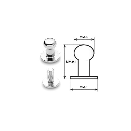 Pisztolygomb, fekete nikkel, 6 mm